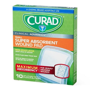 Medline CURAD Clinical Advances Super Absorbent Polymer Wound Dressings - CURAD Super Absorbent Polymer Wound Dressings, 3" x 3", 10/Box - CUR5150V1