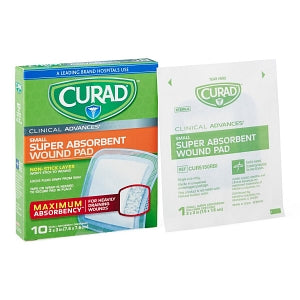 Medline CURAD Clinical Advances Super Absorbent Polymer Wound Dressings - CURAD Super Absorbent Polymer Wound Dressings, 3" x 3", 10/Box - CUR5150V1