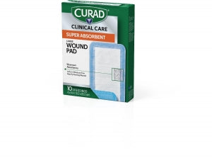 Medline CURAD Clinical Advances Super Absorbent Polymer Wound Dressings - CURAD Super Absorbent Polymer Wound Dressings, 4" x 8", 10/Box - CUR5152V1