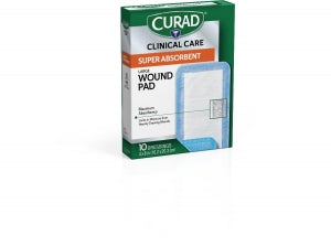 Medline CURAD Clinical Advances Super Absorbent Polymer Wound Dressings - CURAD Super Absorbent Polymer Wound Dressings, 4" x 8", 10/Box - CUR5152V1