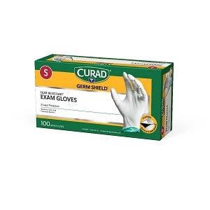 Medline CURAD Germ Shield Nitrile Exam Gloves - CURAD Germ Shield Powder-Free Two-Color Nitrile Exam Gloves, 100 Count, Size S - CUR6141