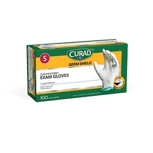 Medline CURAD Germ Shield Nitrile Exam Gloves - CURAD Germ Shield Powder-Free Two-Color Nitrile Exam Gloves, 100 Count, Size S - CUR6141