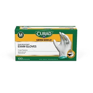 Medline CURAD Germ Shield Nitrile Exam Gloves - CURAD Germ Shield Powder-Free Two-Color Nitrile Exam Gloves, 100 Count, Size M - CUR6142