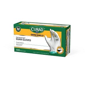 Medline CURAD Germ Shield Nitrile Exam Gloves - CURAD Germ Shield Powder-Free Two-Color Nitrile Exam Gloves, 100 Count, Size M - CUR6142