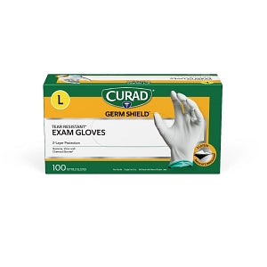 Medline CURAD Germ Shield Nitrile Exam Gloves - CURAD Germ Shield Powder-Free Two-Color Nitrile Exam Gloves, 100 Count, Size L - CUR6143