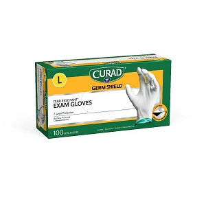 Medline CURAD Germ Shield Nitrile Exam Gloves - CURAD Germ Shield Powder-Free Two-Color Nitrile Exam Gloves, 100 Count, Size L - CUR6143