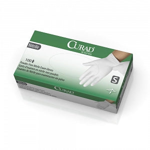 Medline CURAD White Nitrile Exam Gloves - CURAD Powder-Free White Nitrile Exam Gloves, Size S - CUR8414