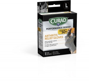 Medline CURAD Performance Series 50+ Arthritis Support Gloves - CURAD Performance Series 50+ Arthritis Support Gloves, Antimicrobial, Size L - CURSR19400LD