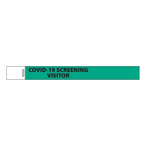 Medline Tamper-Resistant Adhesive Closure COVID-19 Alert Band - COVID-19 Tyvek ID Bands, 1" x 10", Green - CWB2003COV