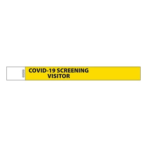 Medline Tamper-Resistant Adhesive Closure COVID-19 Alert Band - COVID-19 Tyvek ID Bands, 1" x 10", Yellow - CWB2006COVY