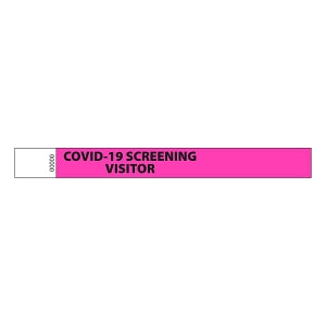 Medline Tamper-Resistant Adhesive Closure COVID-19 Alert Band - COVID-19 Tyvek ID Bands, 1" x 10", Neon Pink - CWB2007COVNP