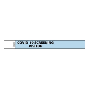 Medline Tamper-Resistant Adhesive Closure COVID-19 Alert Band - COVID-19 Tyvek ID Bands, 1" x 10", Light Blue - CWB2008COVLTB