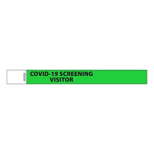 Medline Tamper-Resistant Adhesive Closure COVID-19 Alert Band - COVID-19 Tyvek ID Bands, 1" x 10", Neon Green - CWB2009COV