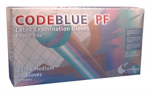 Cypress Medical CODEBLUE Latex Exam Gloves - GLOVE, PF CODE BLUE 12" PF SM - 23-32