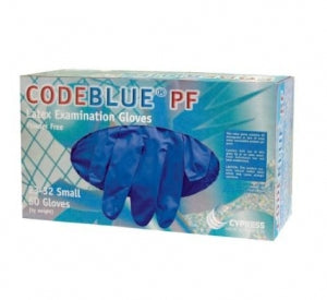 Cypress Medical CODEBLUE Latex Exam Gloves - GLOVE EXAM CODEBLUE PF LATEX LRG - 23-36