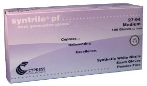 Cypress Medical Powder-Free Nitrile Exam Gloves - Syntrile Powder-Free Textured Nitrile Exam Gloves, White, Size S, 10 Boxes / Case - 27-92