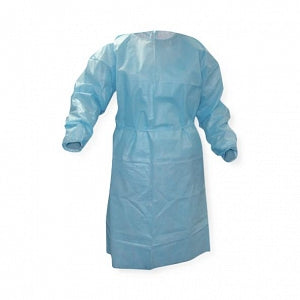 Cypress Medical Products Cover Gowns with Cuffs - Universal Gown with Cuffs, Knit, Blue - 31-100