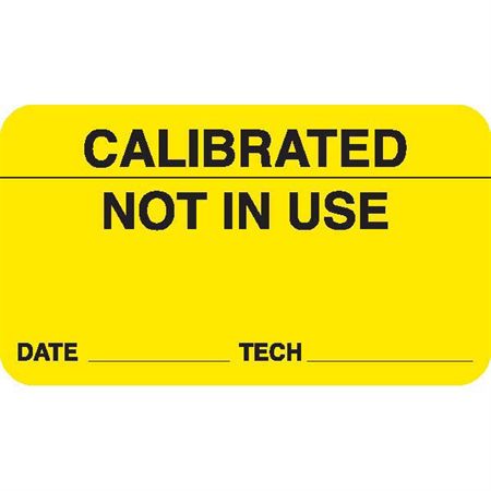 Calibration Labels Calibrated Not In Use" - FL Yellow - 2.38"W x 1.75"H