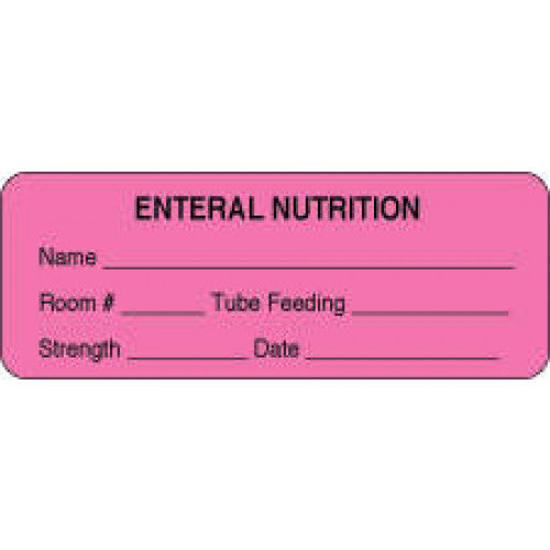 Brady Worldwide PDC Healthcare Thermal Labels - Thermal Label, Enteral Nutrition, Fluorescent Pink, 3" x 1-1/8" - 59705512