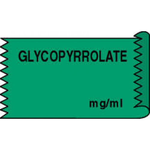 Brady Worldwide Removable Labetalol Anesthesia Tape - "Glycopyrrolate mg / mL" Tape, 1/2" x 500", Green - 59726113