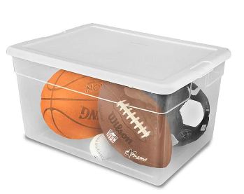 Plastic Storage Container, 23" x 16" x 12", 56 Quarts