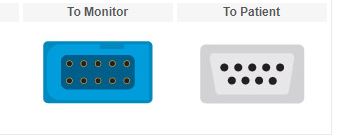 Curbell SPO2 Adapters - SpO2 Adapter Cable, Male 11 Pin Rectangular Connector, Female 9 Pin Sub-D Connector with Cover, 8' - 5586