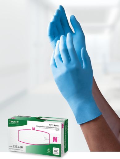 Tronex Nitrile Chemo Exam Gloves - Chemo Powder-Free Nitrile Exam Gloves, Blue, Size XL - 9393-35