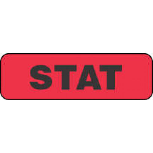 Brady Worldwide Red Stat Labels - Advisory STAT Label, Fluorescent Red, 1-1/4" x 3/8" - 59702043