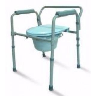 Cardinal Health Commode Pails / Accessories - Fixed Arm Commode with Lid, Aluminum, 300 lb., 10 qt., 17"-21.5" - CPAT0002