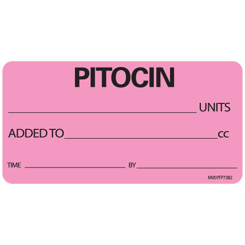 Brady Worldwide Skin Test Labels - Removable Chart Label, Preprinted "Pitocin," 3" x 1.5" - MV07FP7382