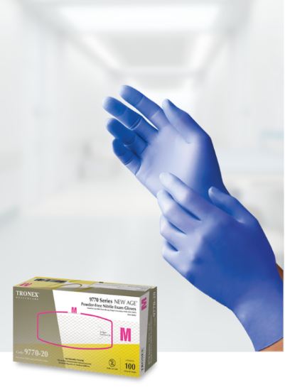 Chemo Powder-Free Nitrile Exam Gloves with Textured Fingertips, Violet, Size S