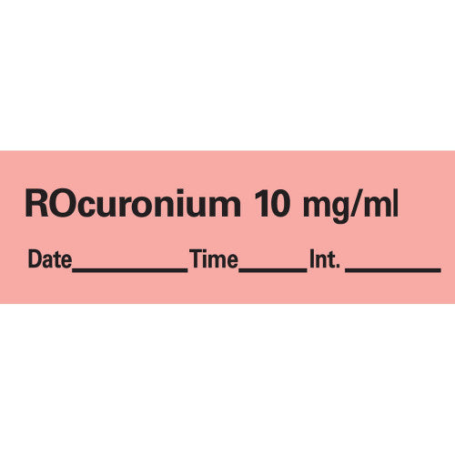 Brady Worldwide Rocuronium Tape / Label - "Rocuronium" Drug Label, Red - AN-161D10