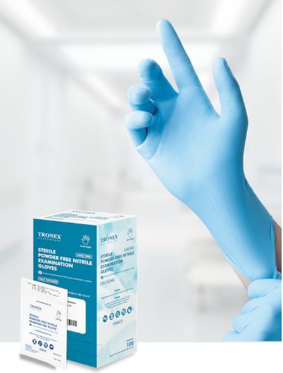 Tronex Sterile Nitrile Powder-Free Textured Exam Gloves - Chemo Powder-Free Nitrile Exam Gloves, Fully Textured, Blue, Sterile Pairs, Size S - 9088STR-10