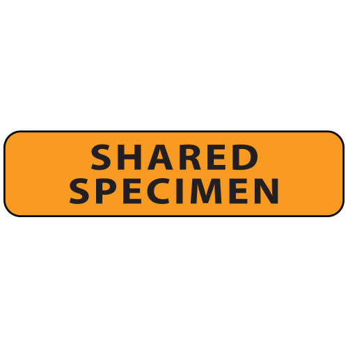 Brady Worldwide Removable Paper Labels - "SHARED SPECIMEN" Label, Orange, 1-1/4" x 5/16" - MV01FO0964