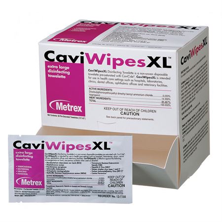 CaviWipesXL 10" x 12" - 50 Individual Packets/Box - 6/pk