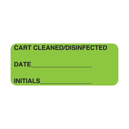 Central Service Labels Cart Cleaned/Disinfected" - FL Green - 2.25"W x 0.88"H