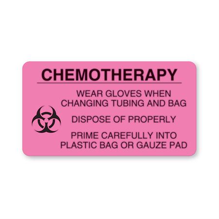 Chemotherapy Labels Caution Chemotherapeutic Agent" - FL Orange - 1.25"W x 0.31"H