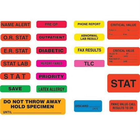 Clerical Labels TLC" - Fluorescent pink with black text - 1.625"W x 0.375"H