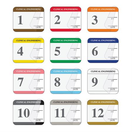 Clinical Engineering Dept Labels Clinical Engineering 12 Month Label Set - 2.25"W x 1"H