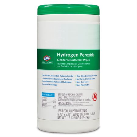 Clorox Hydrogen Peroxide Disinfectant 6.75" x 5.75" Wipes - 155/Container