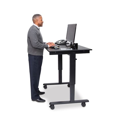 Crank Adjustable Stand Up Desk 60"W Black Frame