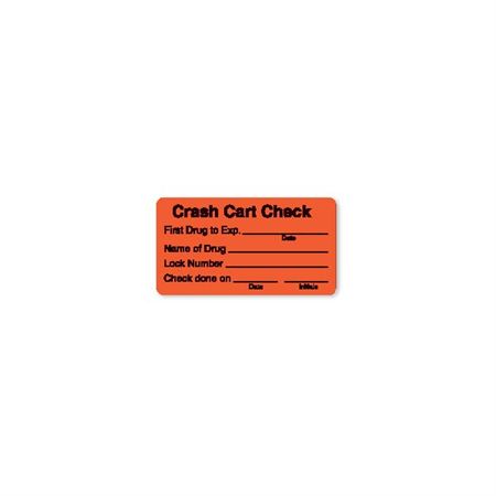 Crash Cart Check Label Crash Cart Check Labels - 3"W x 1.625"H