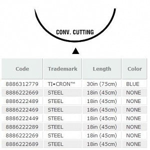 Covidien Conventional Cutting Steel Suture (needled) - Conventional Cutting Stainless Steel Suture, Monofilament, 2 x 18", CV-320 Needle - 88862222-89