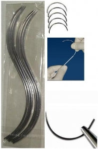 Covidien Precut Steel Non-Needle Sutures - Pre-Cut Steel Suture, Stainless Steel Monofilament, Size 2/0, 12 x 18" - 88862407-53