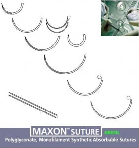 Medtronic Maxon Green Synthetic Absorbable Sutures - Maxon Green Suture, Size Taper Point, Size 6-0, 18", CV / TE-9 Needles, 3/8 Circle - 8886611511