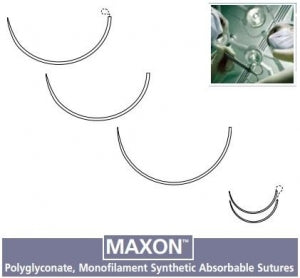 Medtronic Clear Maxon Sutures - Maxon Green Suture, Size 5/0, 24", CV301/CV-11 Needles, Double Armed - 8886614721