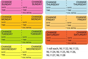 Centurion Centurion Nursing IV Tubing Labels - Multicolor Wraparound Day Label Change Kit - DAYLABEL