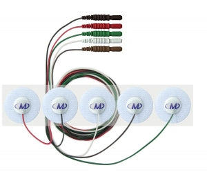 Med-Dyne Prewired Radiolucent Hydrogel Electrodes - 24" Conductive Hydrogel Electrode, 1.5", Radiolucent - R24CL