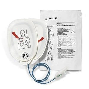 Philips HeartStart Multifunction Disposable Defibrillator Pads - Adult Defibrillation Electrode Pads for HeartStart MRx / XL / XL+ AEDs, Barrel-Style Connector, 5/Pack - M3501A