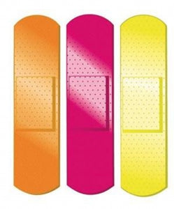 Derma Sciences Neon Stat-Strip Adhesive Bandages - Sterile Stat-Strip Bandage, 3/4" x 3", Assorted Neon - 1076413